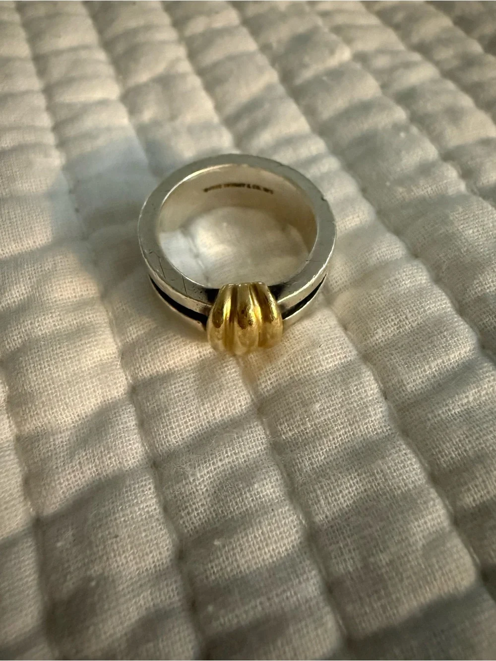 Tiffany & Co. Sterling Silver Band Ring with Gold Accent